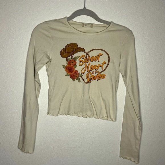 Tops - Cream Long Sleeve 'Sweet Heart of the Rodeo' Top